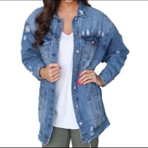 Distressed denim jacket